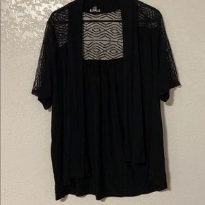 Black and lace short sleeve cardigan